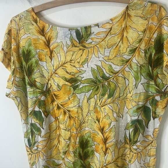 TAHARI 100% Linen Tropical Knit Short Sleeve Top Size XL - Picture 9 of 13